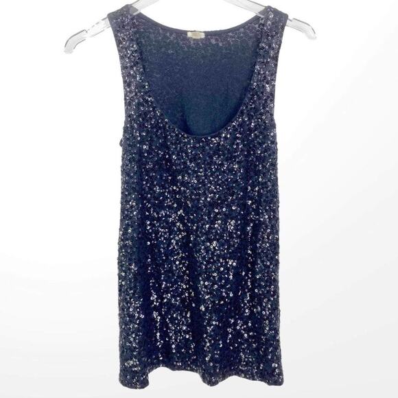 J CREW Black Sleeveless Scoop Neck Sequin Embellished Tank Top - Picture 8 of 8